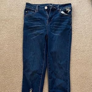 distressed blue jeans